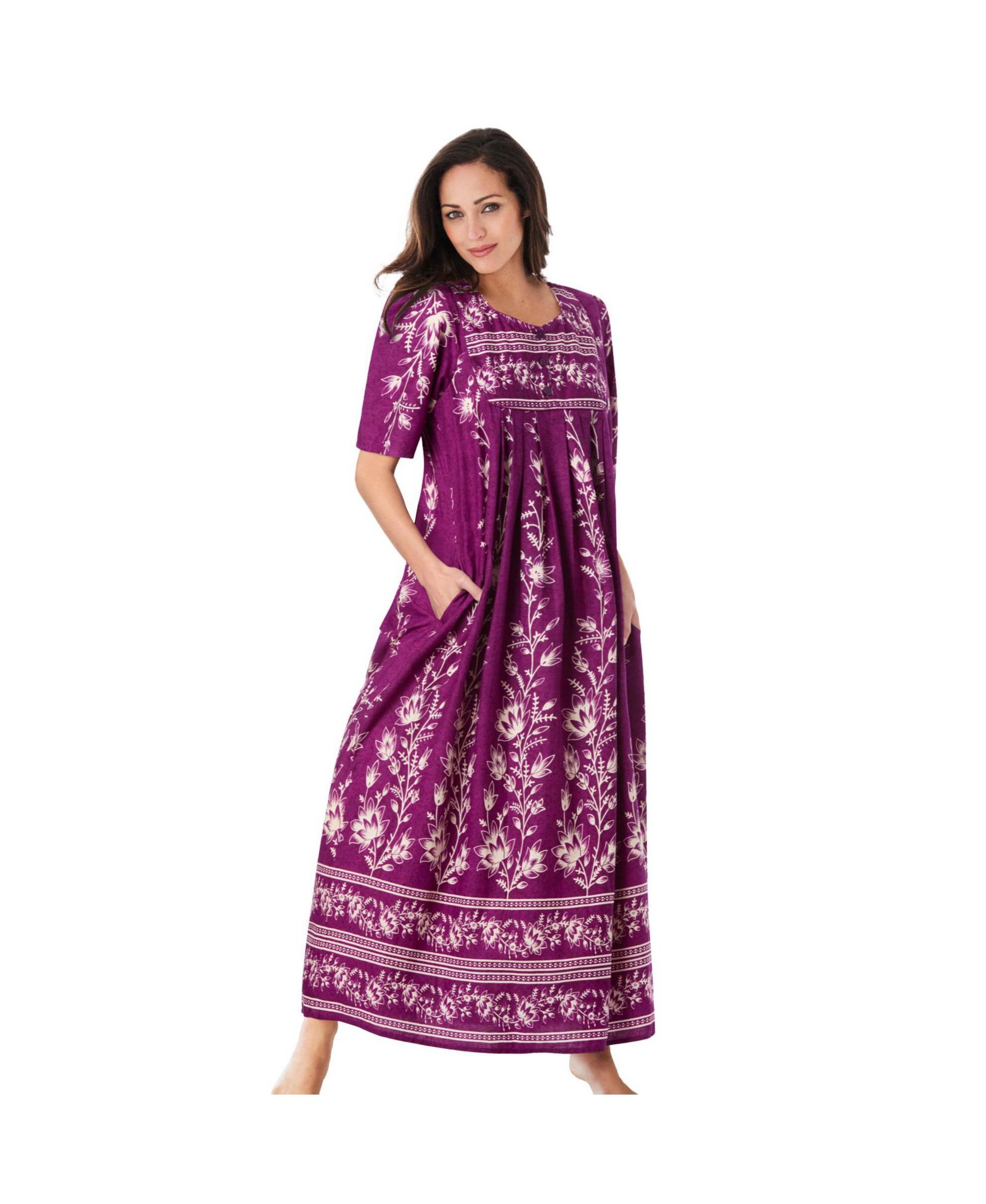 Dreams & Co. Women's Dreams and Co. V-Neck Short Sleeve Maxi T-Shirt Lounger