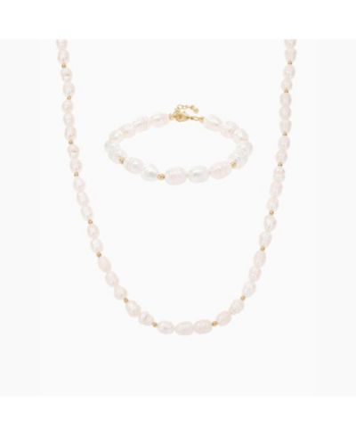 Etermal Spring Cultured Pearl Necklace & Bracelet Set