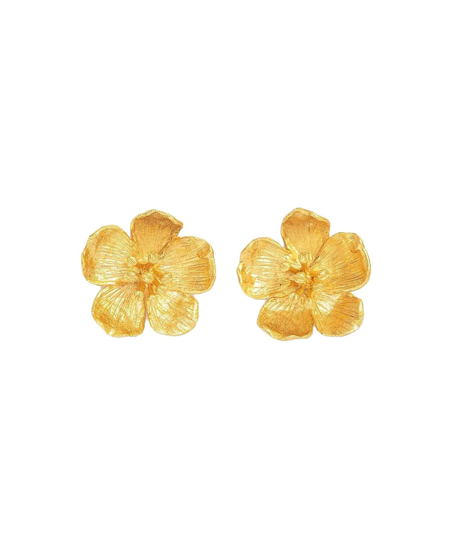 Ottoman Hands Buttercup Flower Stud Earrings