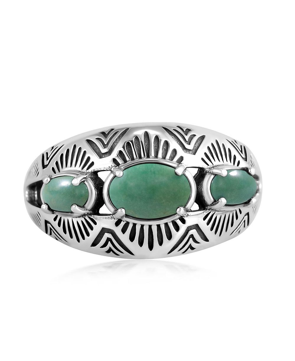 American West Jewelry Sterling 3-Stone Oval Band Ring, Size 10