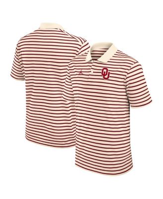 Jordan Мужская поло Jordan Tan/Crimson Oklahoma Sooners Striped Primary Logo Performance