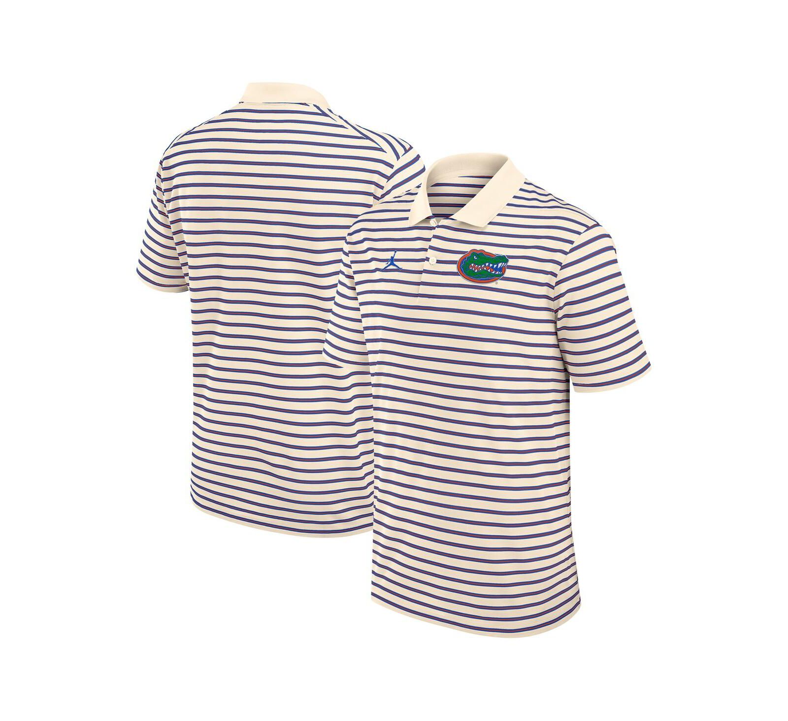 Jordan Men's Tan/Royal Florida Gators Striped Primary Logo Performance Polo Shirt