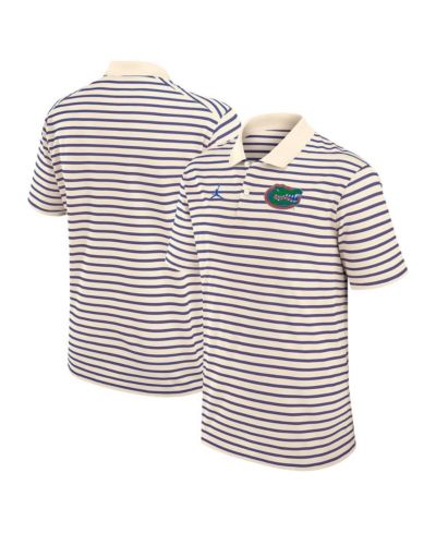 Jordan Men's Tan/Royal Florida Gators Striped Primary Logo Performance Polo Shirt