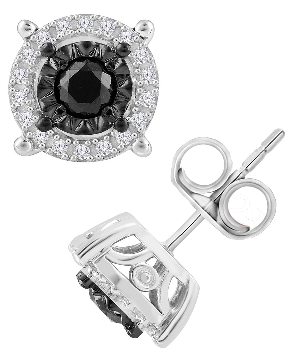 Black & White Diamond Earrings (1 ct. t.w.) in Sterling Silver