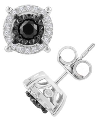 Black & White Diamond серьги (1 ct. t.w.) из стерлингового серебра