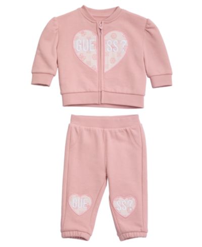 GUESS Baby Girls' Long-Sleeve Zip-Up Sweatshirt and Sweatpants, 2-Piece Set