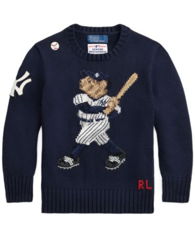 Polo Ralph Lauren Длинный рукав свитер Yankees Bear для мальчиков и девочек, 2T-7