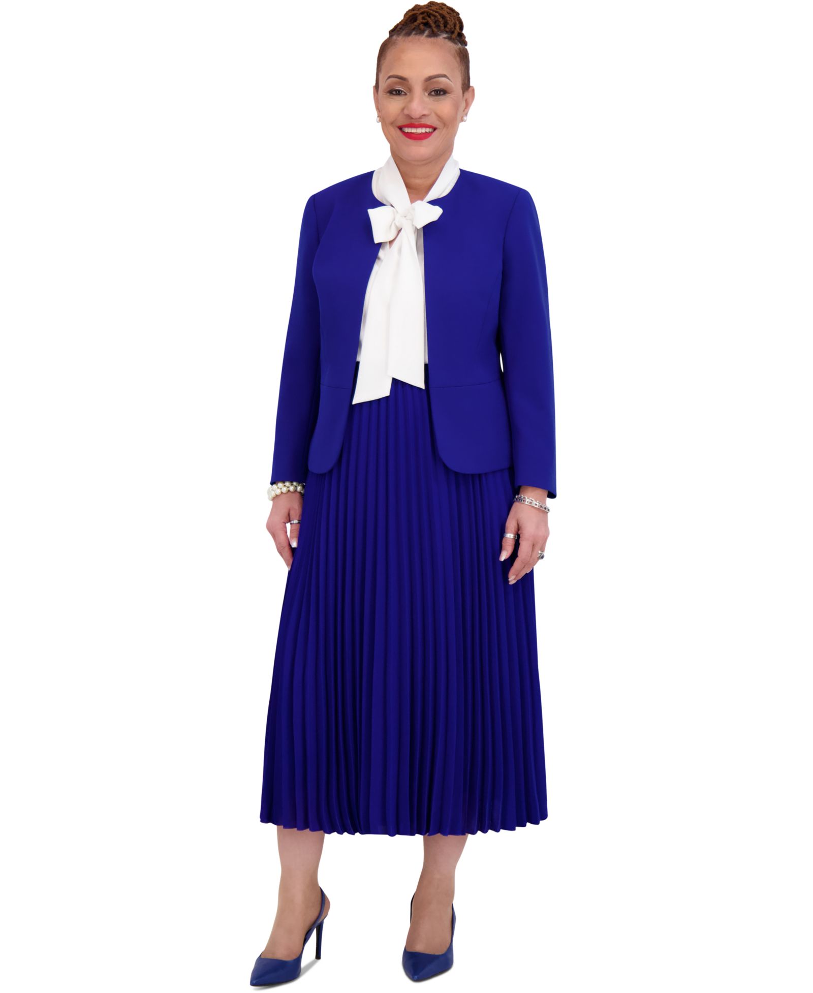 Юбка миди Kasper Plus Size Pleated Elastic Waist