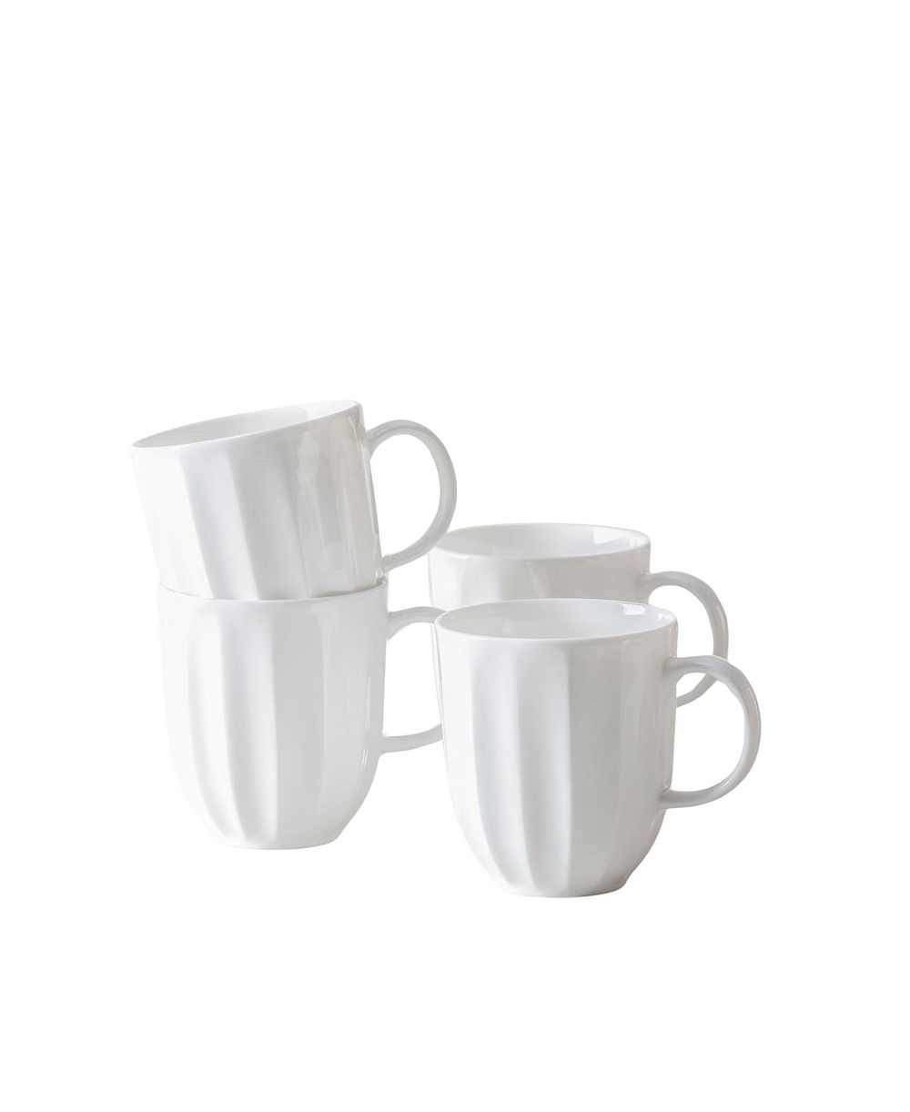 Fortessa Blyss Bone China Scalloped Mugs, Set of 4