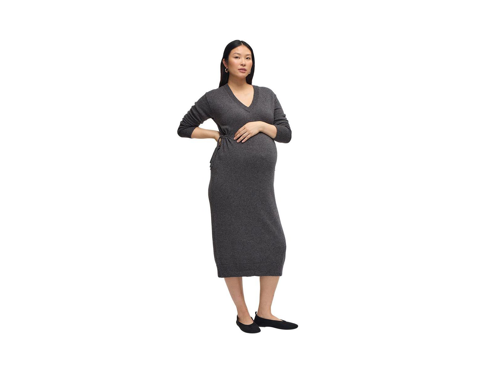Платье-свитер Ingrid + Isabel Maternity Cozy V-образный вырез миди