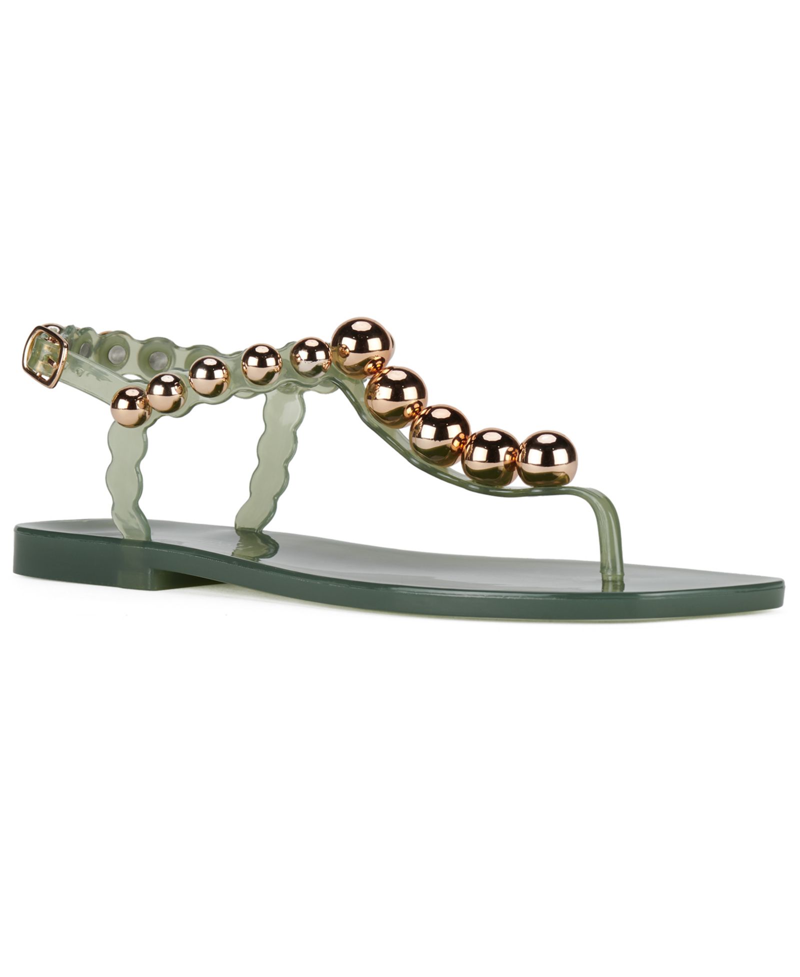 Jeffrey Campbell Women's Plated Studded T-Strap Jelly Sandals