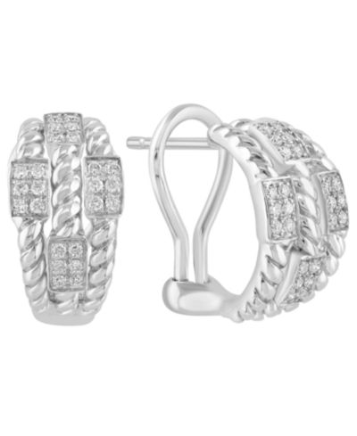 Серьги-подвески EFFY Collection Diamond Drop в серебре Sterling Silver
