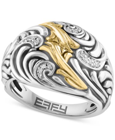 Кольцо EFFY Collection Diamond (1/20 ct. t.w.) Sterling Silver и 14K Yellow Gold