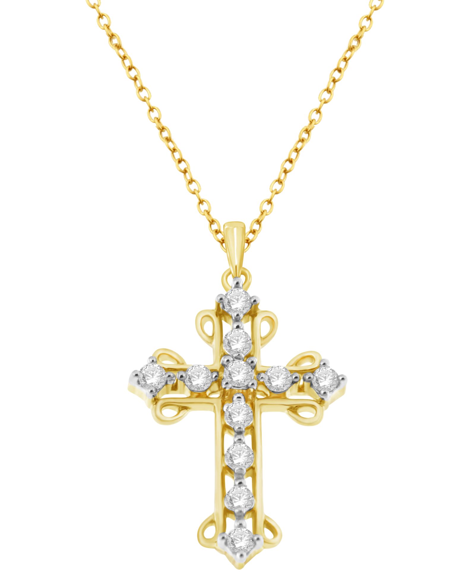 Подвеска Macy's Diamond Cross в позолоченном стерлинговом серебре (1/4 ct. t.w.)