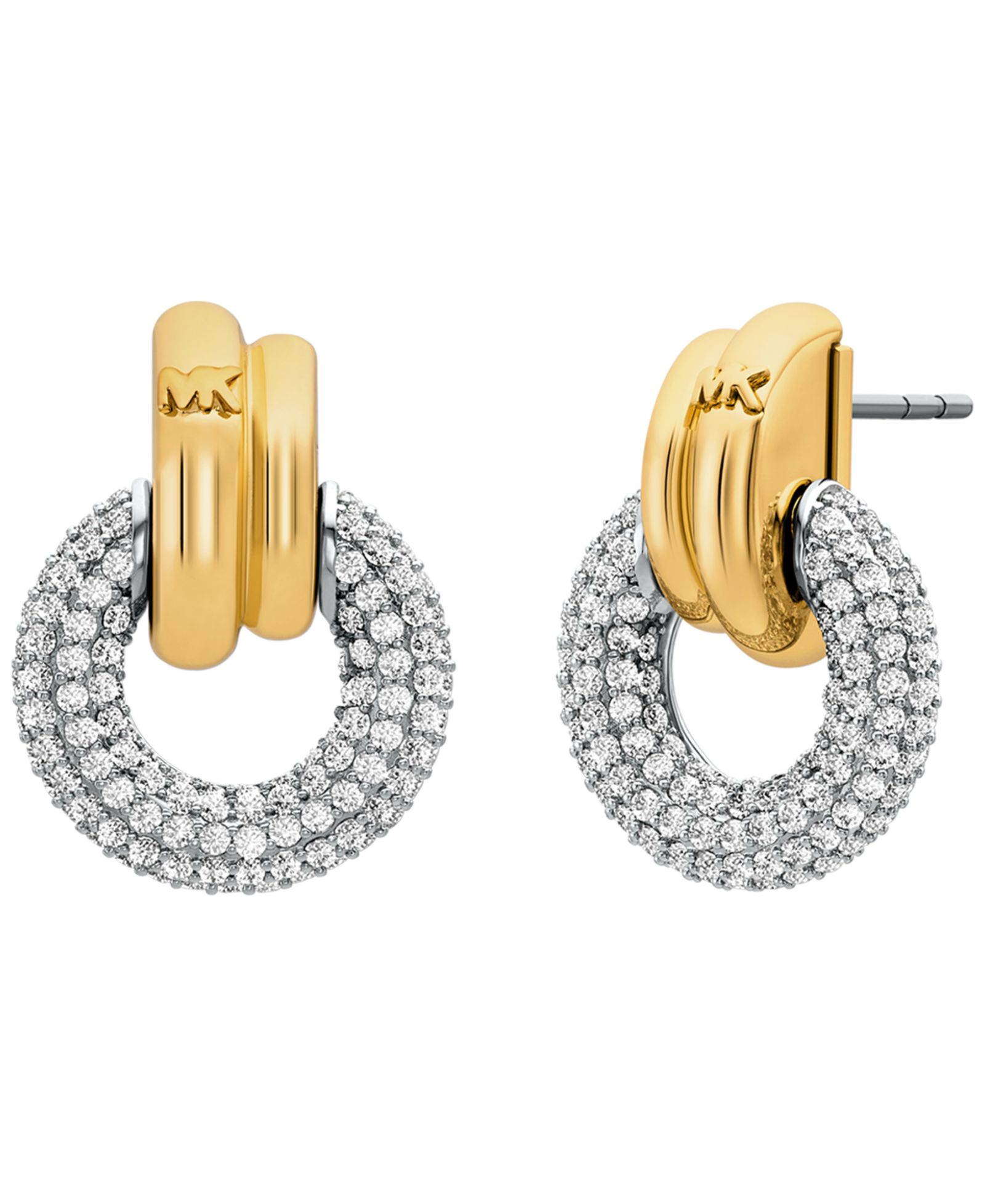 Michael Kors Two Tone Pavé Torus Drop Earrings