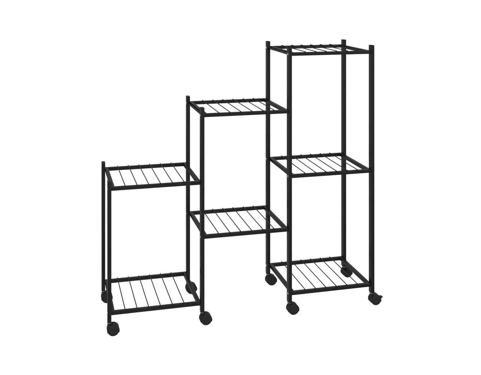 vidaXL Flower Stand with Wheels 32.7"x9.8"x32.9" Black Iron