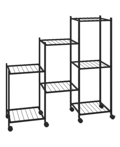 vidaXL Flower Stand with Wheels 32.7"x9.8"x32.9" Black Iron