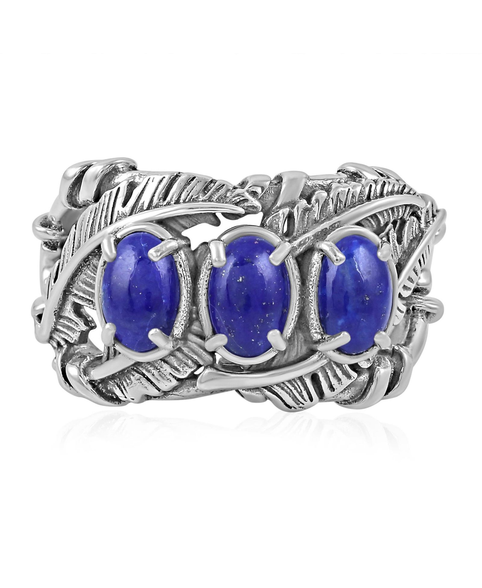 Кольцо American West Jewelry Sterling Lapis Three Stone Feather