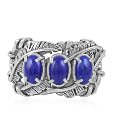 Кольцо American West Jewelry Sterling Lapis Three Stone Feather