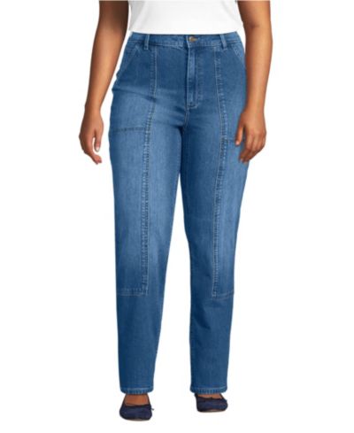 Женские джинсы Lands' End Plus Size Soft Denim High Rise Rail Straight Leg Utility