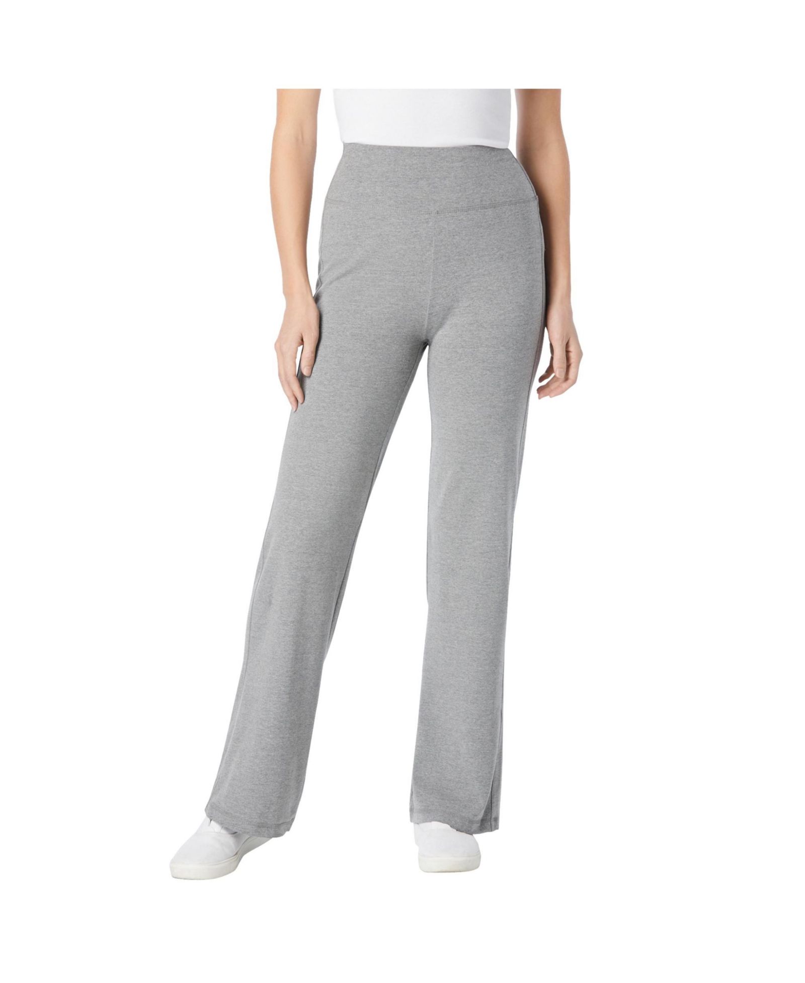 Woman Within Women's Within Tall Stretch-Cotton Knit Pull-On Wide-Leg Leggings