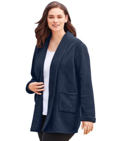 Woman Within Plus Size Microfleece Cardigan