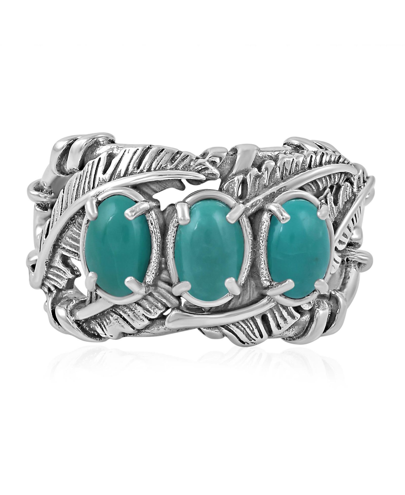 American West Jewelry кольцо Sterling Three Stone Feather, размеры от 5 до 11