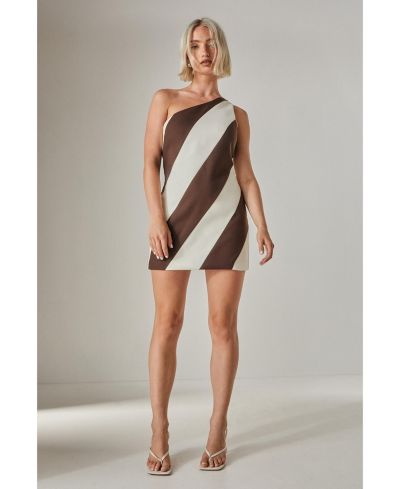 Nasty Gal Women's Stripe One Shoulder Tailored Mini Dress