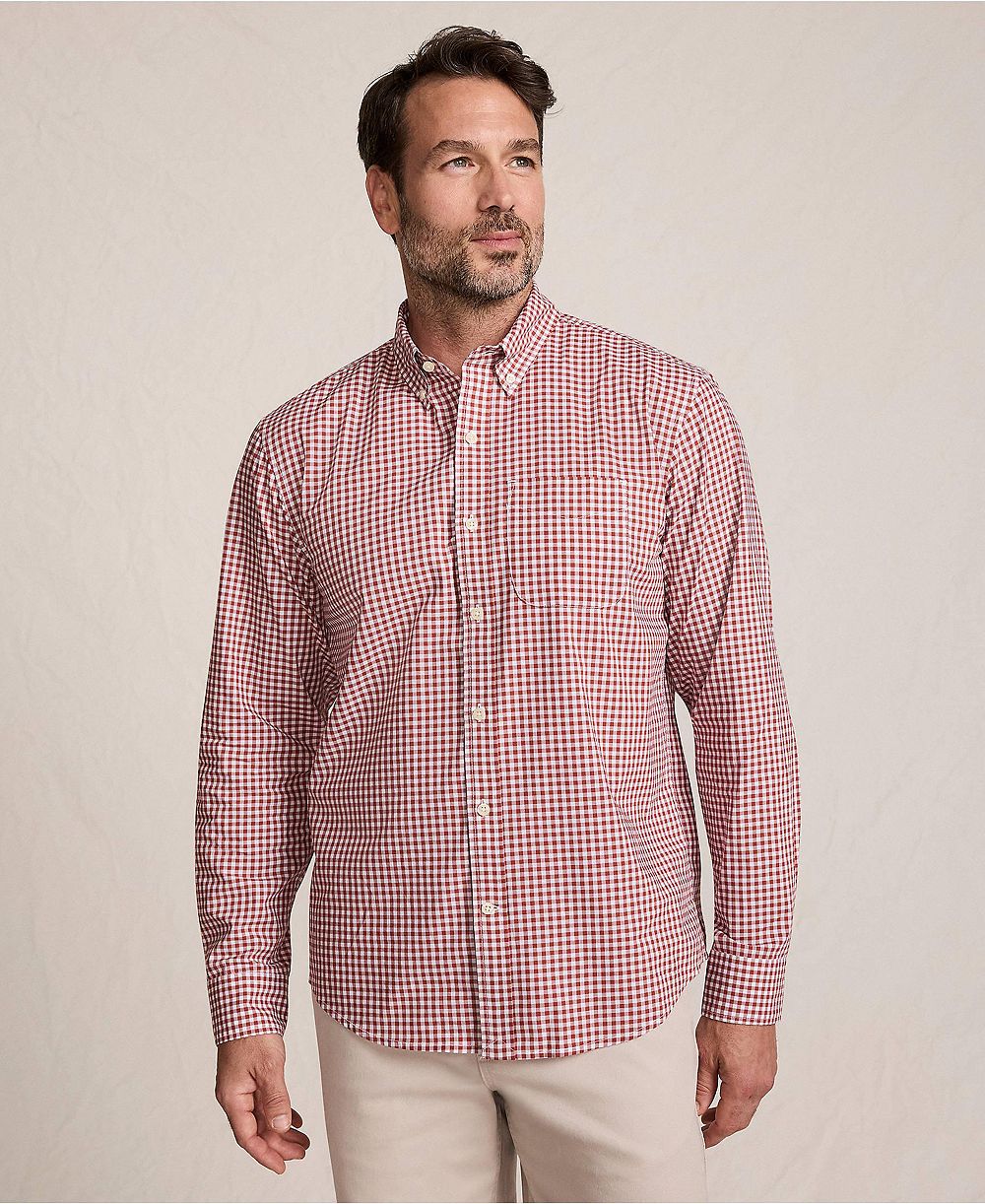 Lands' End Мужская хлопковая рубашка Long Sleeve Poplin Shirt