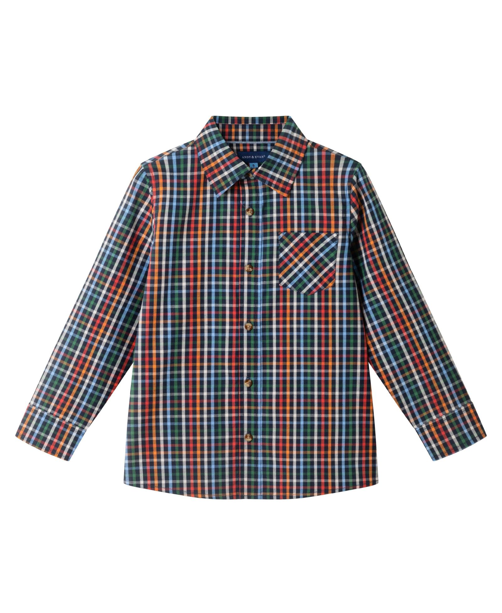 Рубашка Andy & Evan Toddler/Child Boys Navy Multi Plaid Buttondown