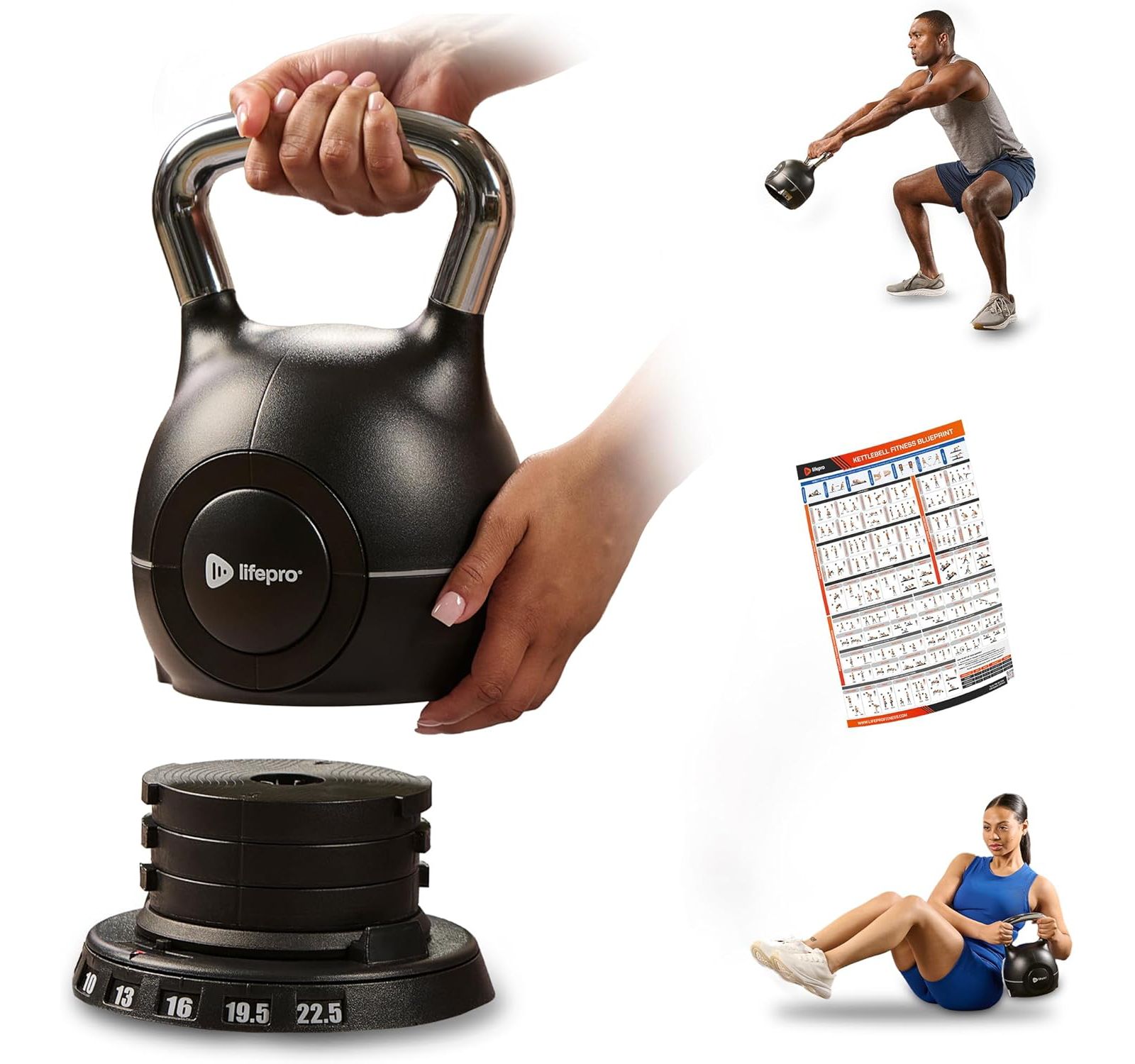 Набор гирь Lifepro Adjustable Kettlebells Strength Training, 7-in-1