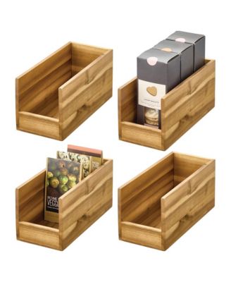 iDesign Acacia Wood Open-Front Pantry Bin - Set of 4 - Natural