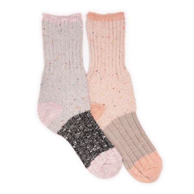 MUK LUKS женские носки, упаковка по 2 пары, однослойные, цветной блок, текстура