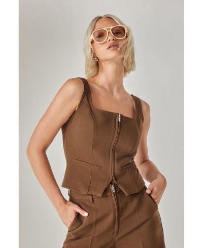 Nasty Gal Women's Zip Front Sleeveless Tailored Top