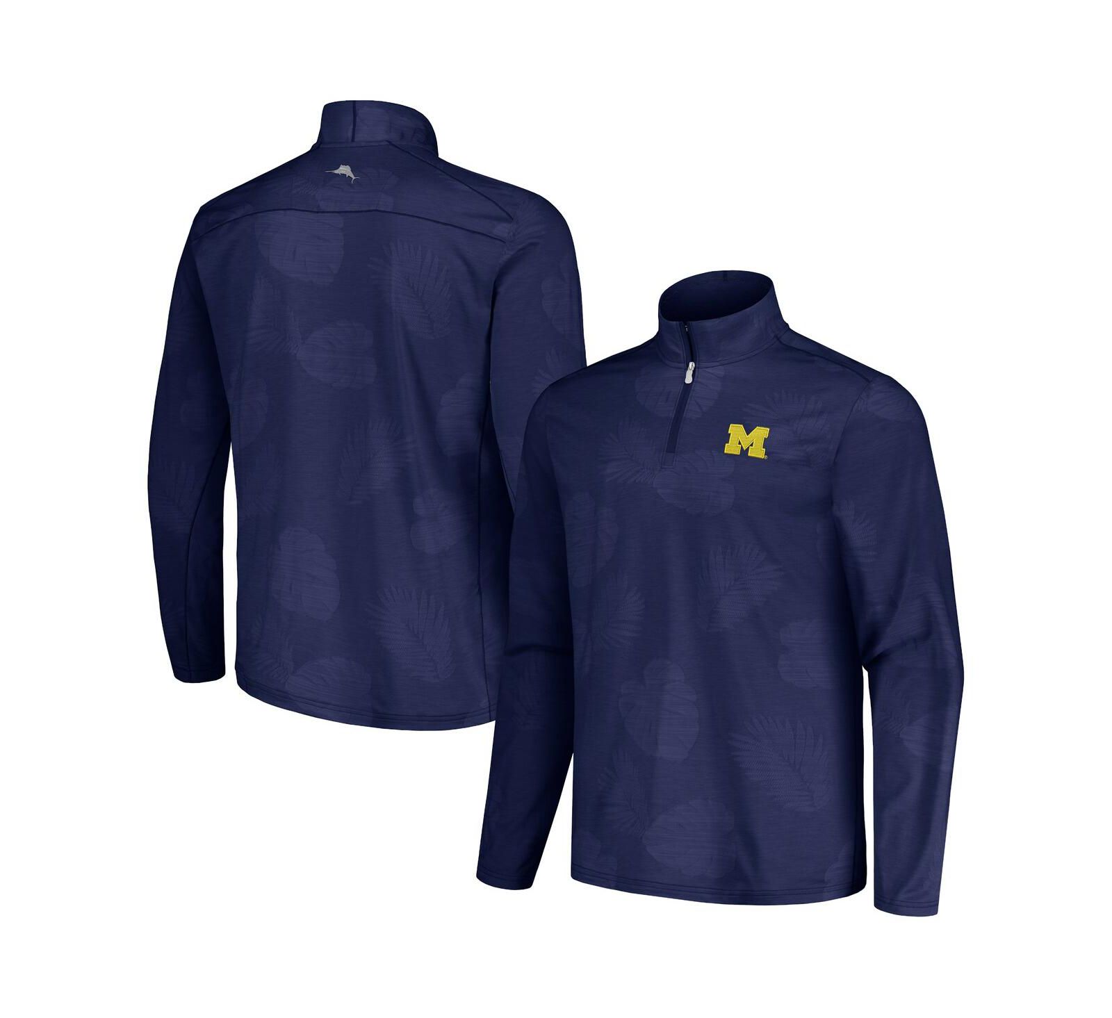 Tommy Bahama Men's Navy Michigan Wolverines Delray Frond IslandZone Half-Zip Jacket