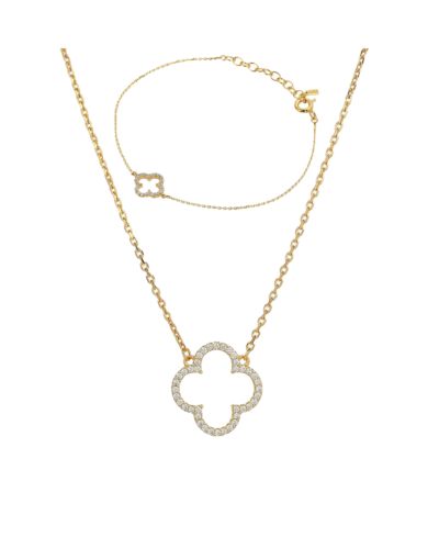 Женский набор украшений Bearfruit Jewelry: колье и браслет с клевером, посеребрение