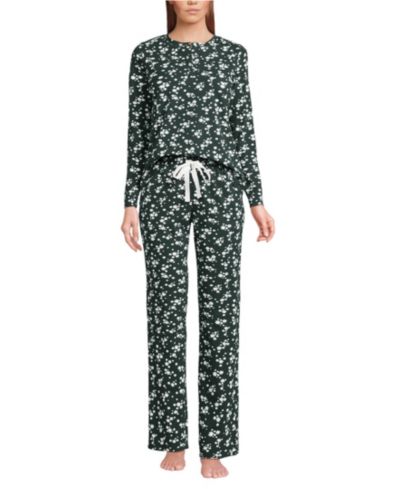 Женский комплект из 2 предметов для сна Lands' End Knit, топ с длинным рукавом и брюки