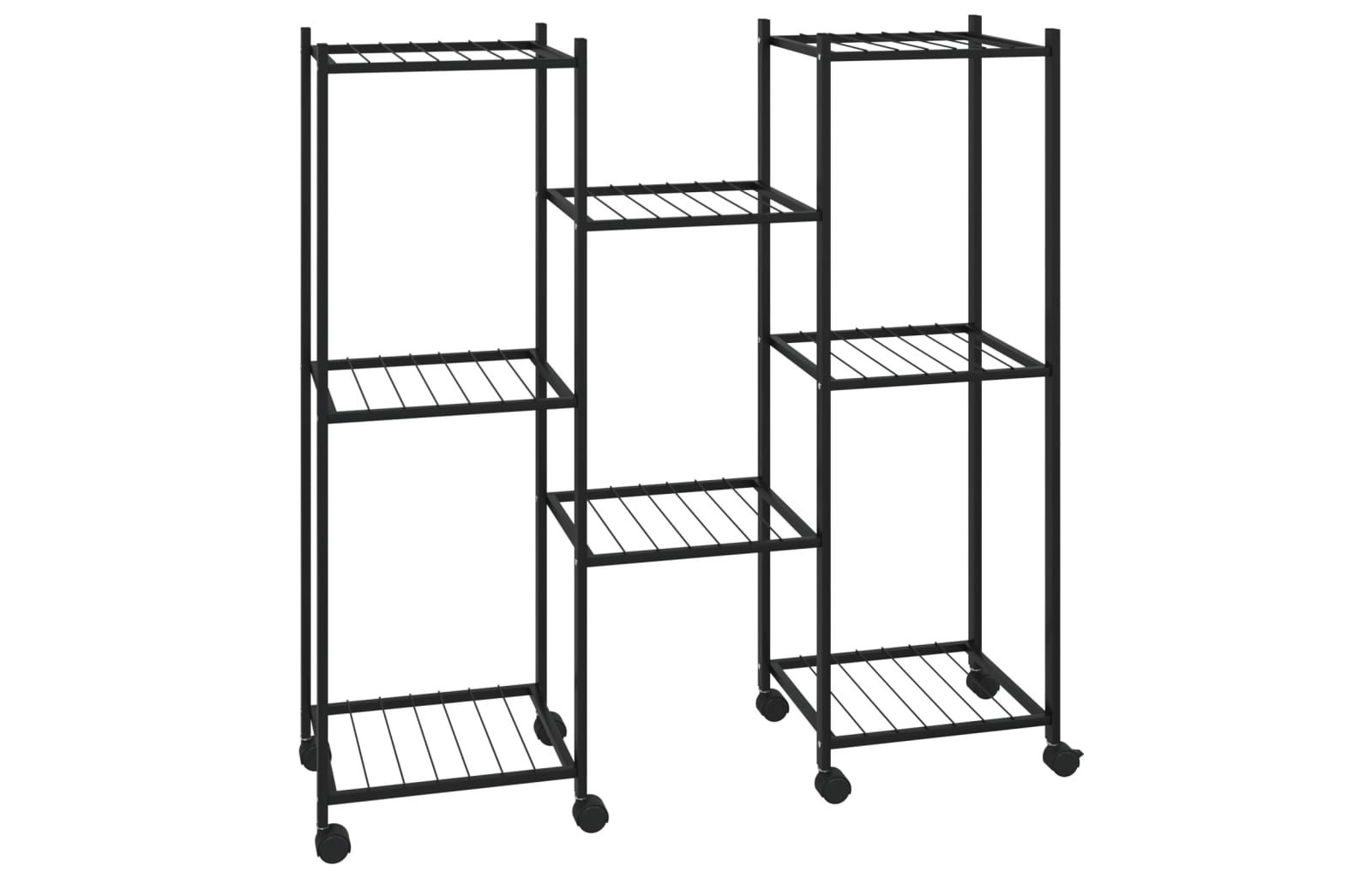 vidaXL Tall Powder-Coated Iron Rollable Flower Stand
