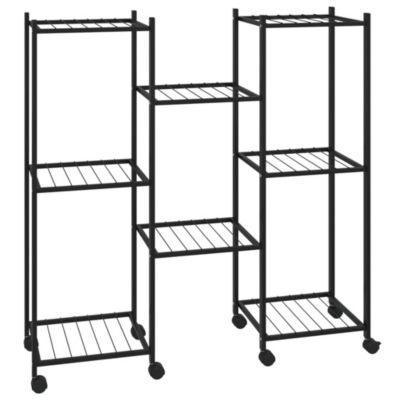 vidaXL Tall Powder-Coated Iron Rollable Flower Stand