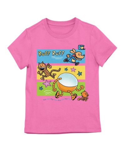 Dog Man Li'l Petey and 80-HD футболка с коротким рукавом для девочек Pink Short Sleeve XL