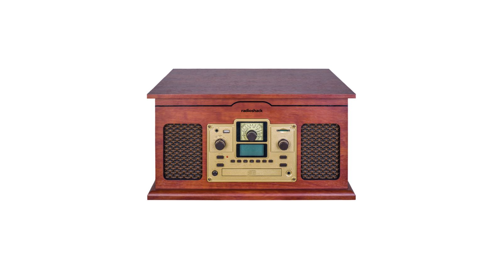 RadioShack 4001791 2-Channel 5W Bluetooth Vintage 3-Speed Turntable with CD/Cassette/AM-FM Radio