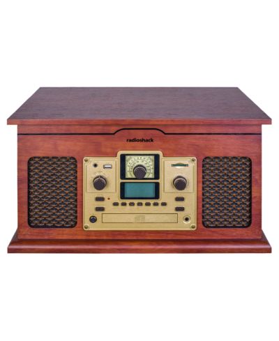 RadioShack 4001791 2-Channel 5W Bluetooth Vintage 3-Speed Turntable with CD/Cassette/AM-FM Radio