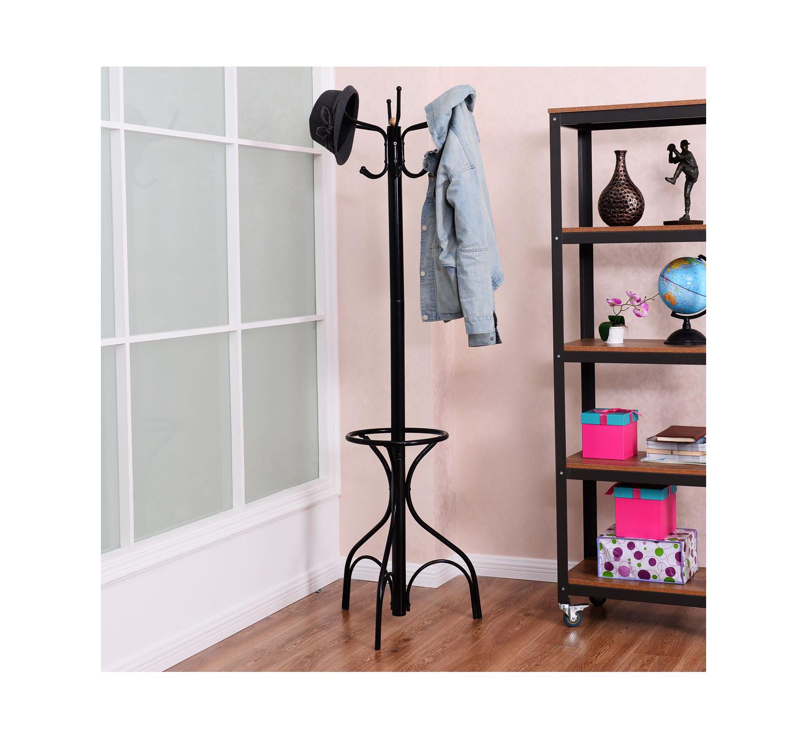 Metal Coat Hat Rack Organizer Clothes Hanger Hooks Tree Stand