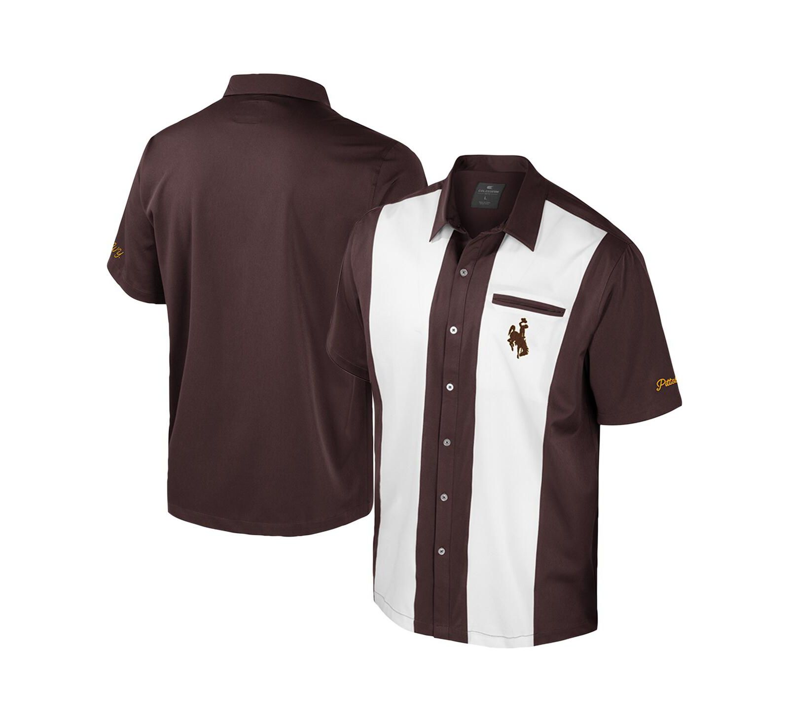 Colosseum Men's Brown Wyoming Cowboys Strike Bowling Button-Up Shirt
