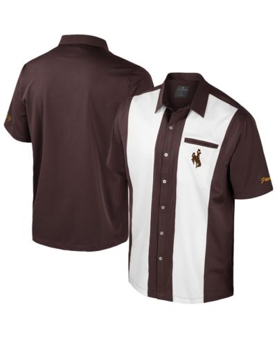 Рубашка Colosseum Men's Brown Wyoming Cowboys Strike Bowling Button-Up Shirt