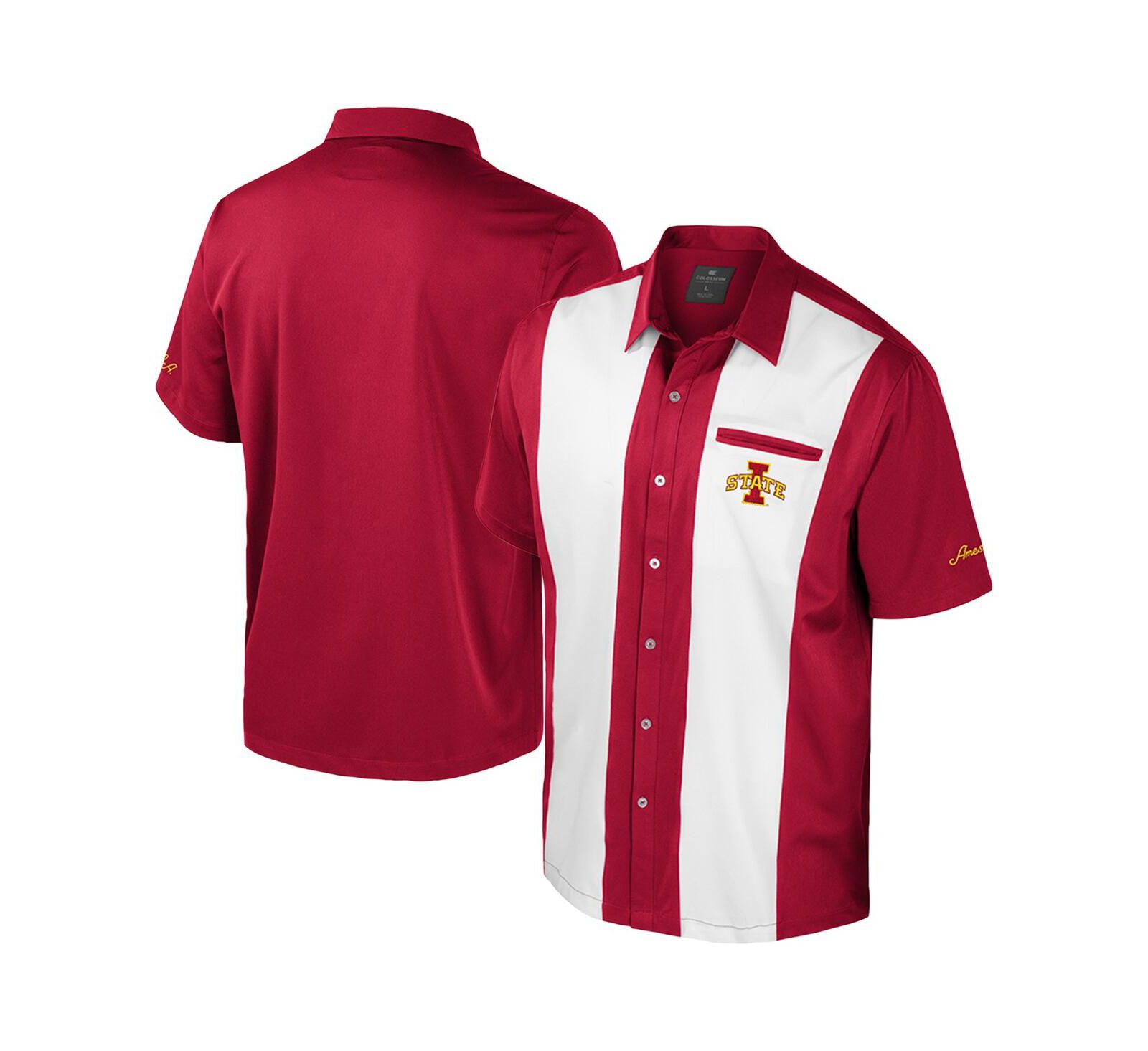 Colosseum Men's Cardinal Iowa State Cyclones Strike Bowling Button-Up Shirt