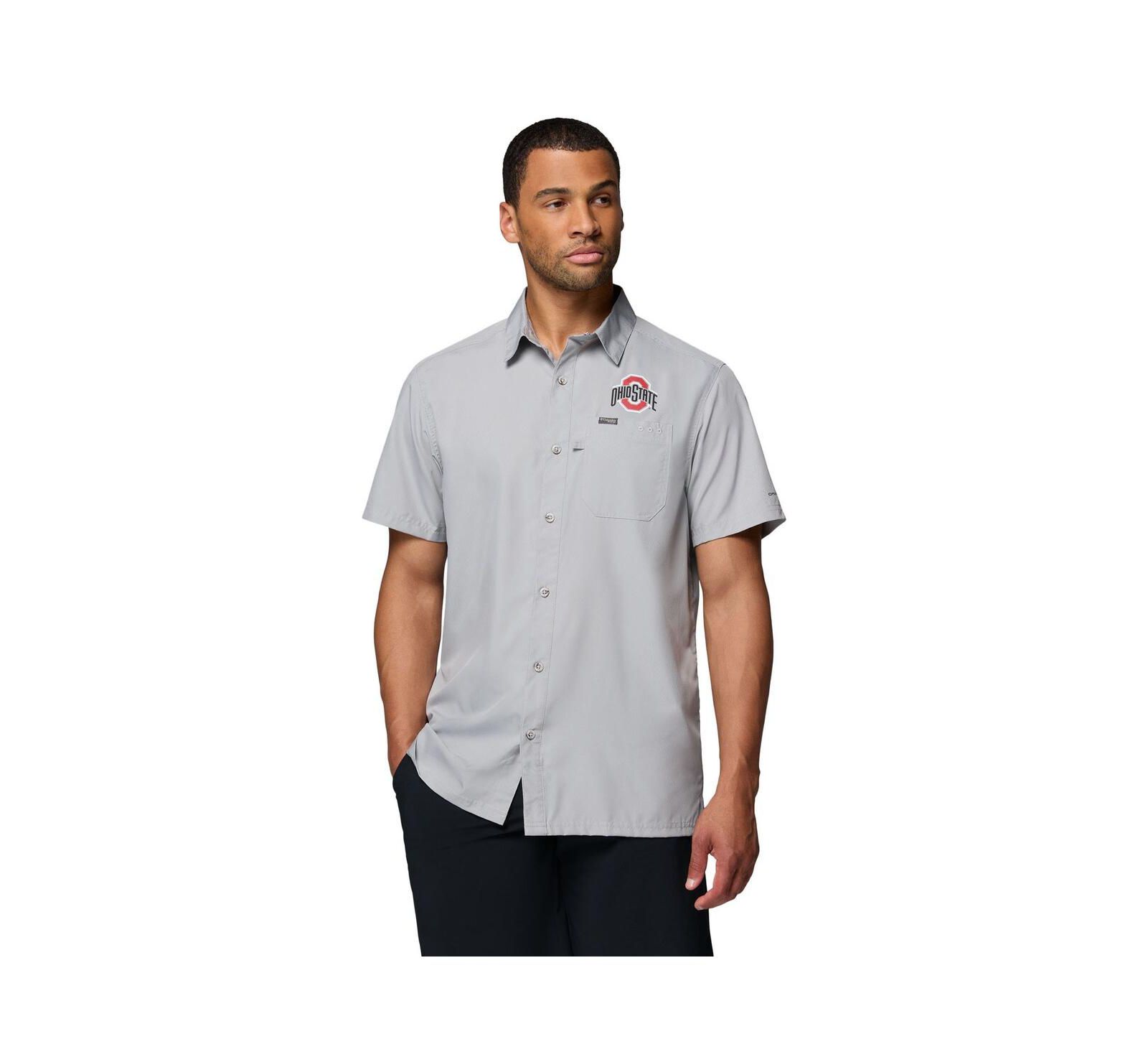 Columbia Men's Gray Ohio State Buckeyes Slack Tide Camp Button-Up Shirt