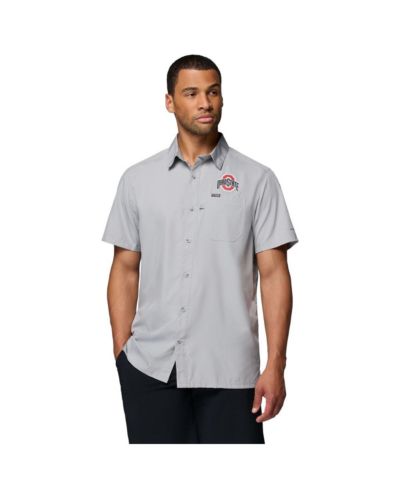 Columbia Мужская рубашка Slack Tide Camp Button-Up Gray Ohio State Buckeyes