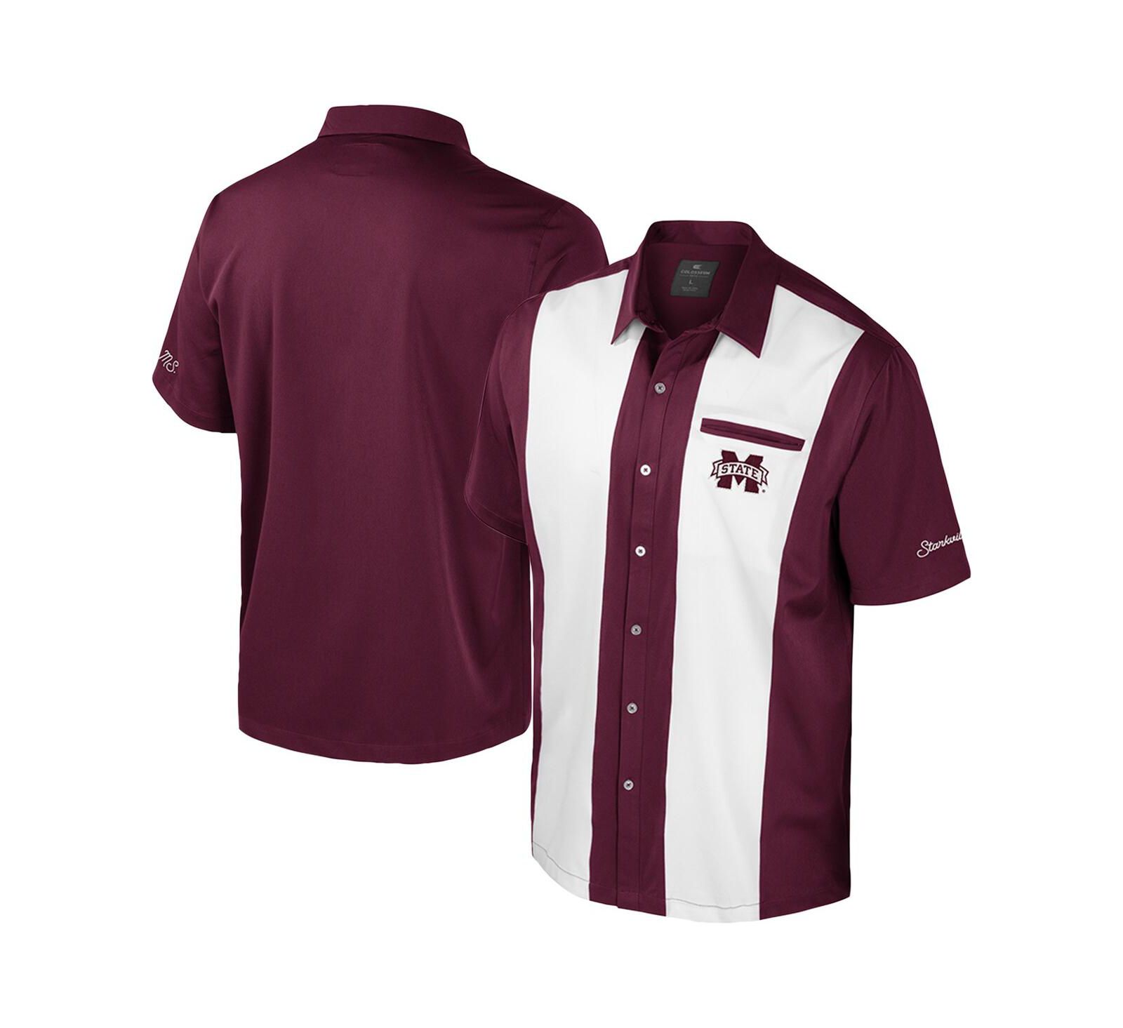 Colosseum Мужская бордовая рубашка Mississippi State Bulldogs Strike Bowling Button-Up