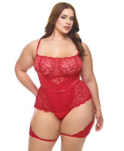 Oh La La Cheri Plus Size Curvy Candice атласное и кружевное боди